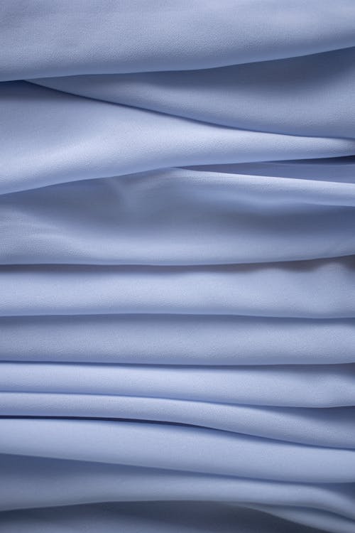 Crumpled blue silk fabric