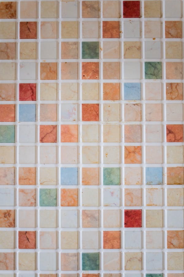 Abstract backdrop of multicolored tiled floor
