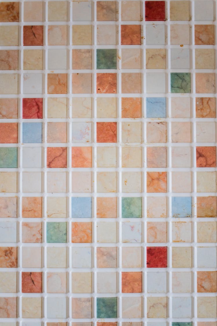 Abstract Backdrop Of Multicolored Tiled Floor