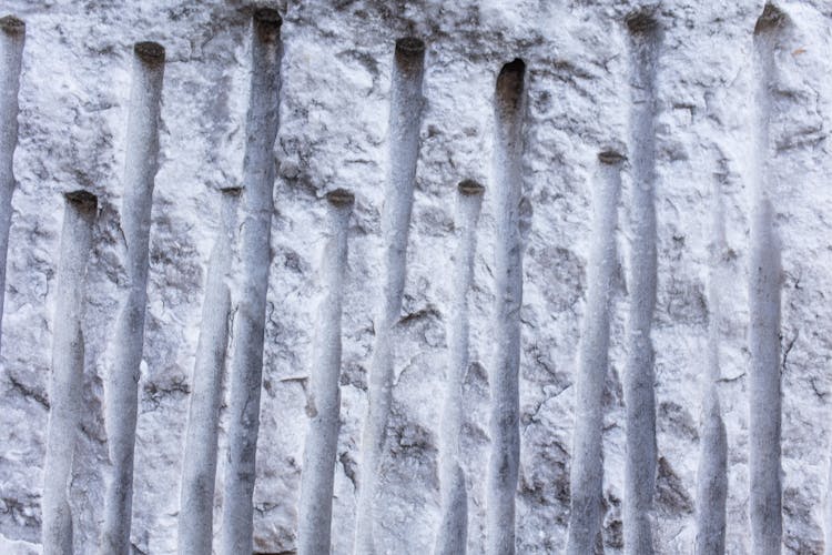 Old Stone Wall With Hollowed Lines