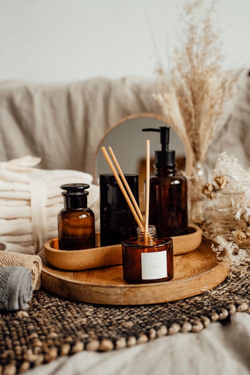 Základová fotografie zdarma na téma aromaterapie, dřevěný tác, esenciální olej
