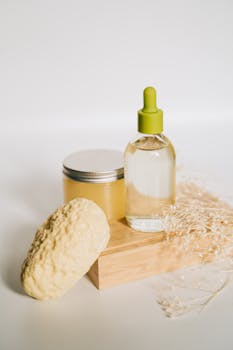 Elegant setup of skincare products with a natural aesthetic, perfect for beauty branding.