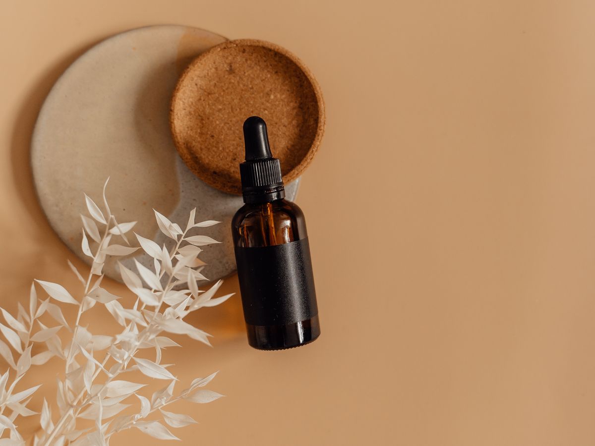 Skincare product bottles arranged on a table