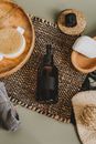 Flay Lay Photo Of Black Bottle