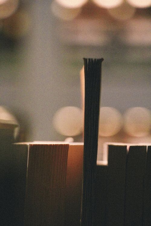 Free Artistic photo of books with a blurred background and back lighting. Stock Photo