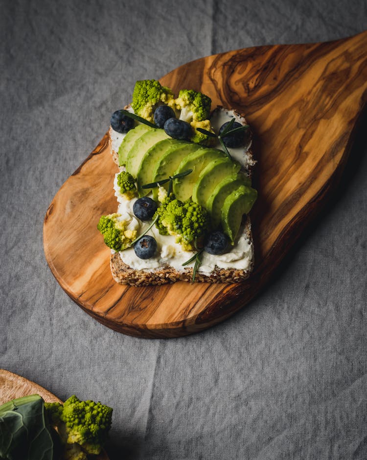 Avocado Toast With Berries And Broccoli