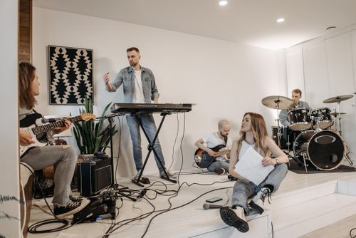 A Band Practicing Together · Free Stock Photo