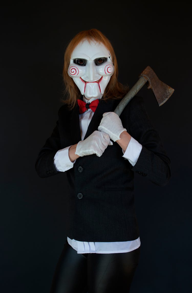 Person In A Halloween Costume Dressed As Billy The Puppet