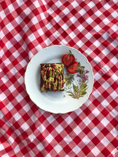 Overhead Shot of Avocado Strawberry Toast