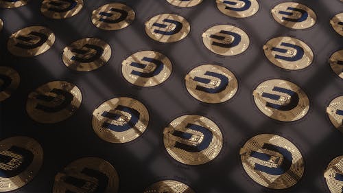 Dash Crypto Currency Logo in Close-up Shot