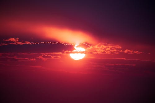 Free Colorful sunset sky with sun Stock Photo