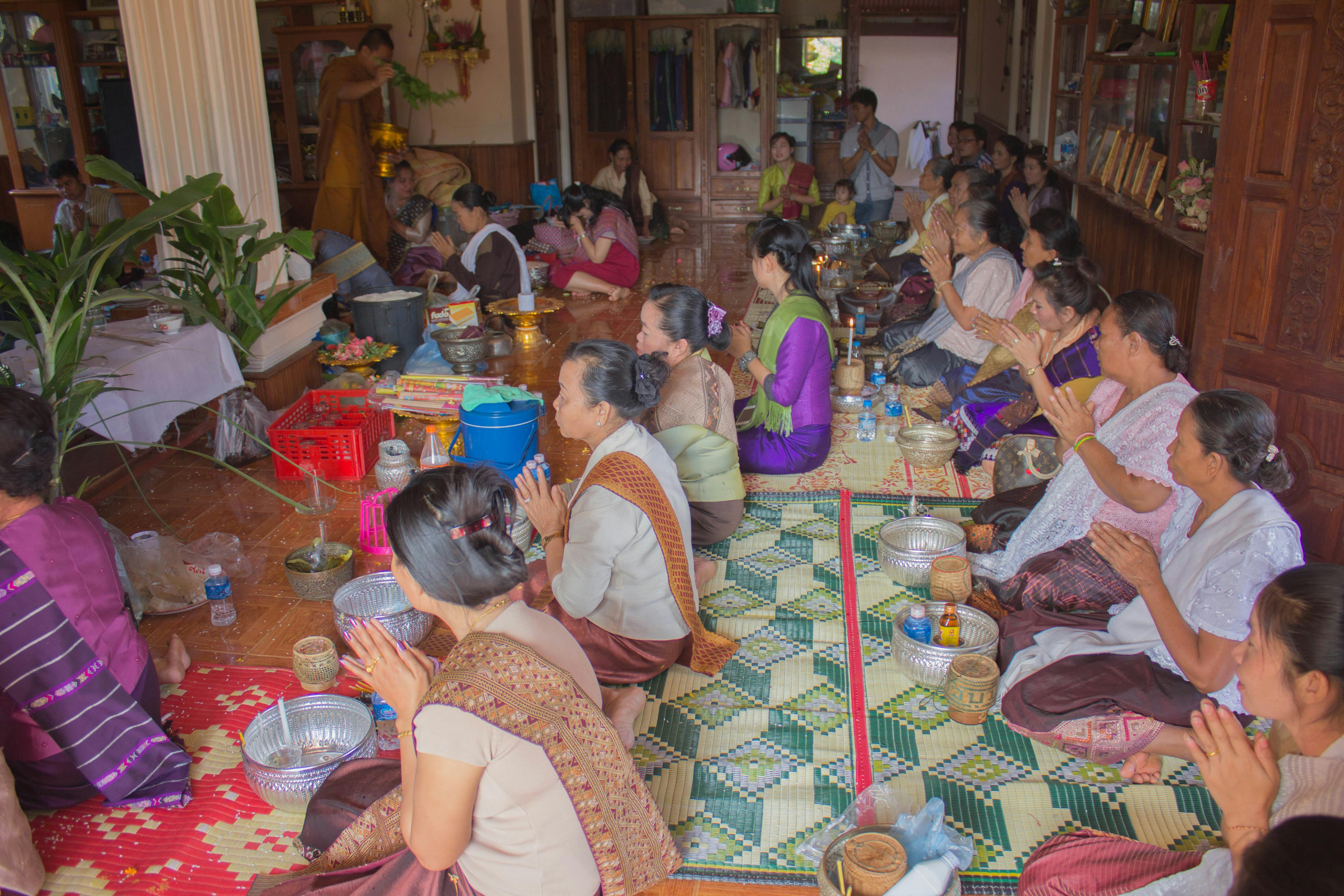 Finished gut health grain bowl with vegetables, kimchi, and seeds