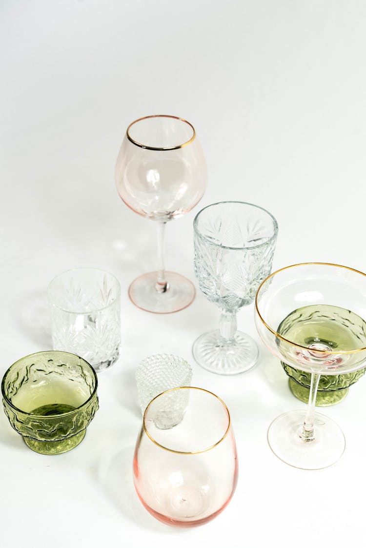 Set Of Different Glassware On Table