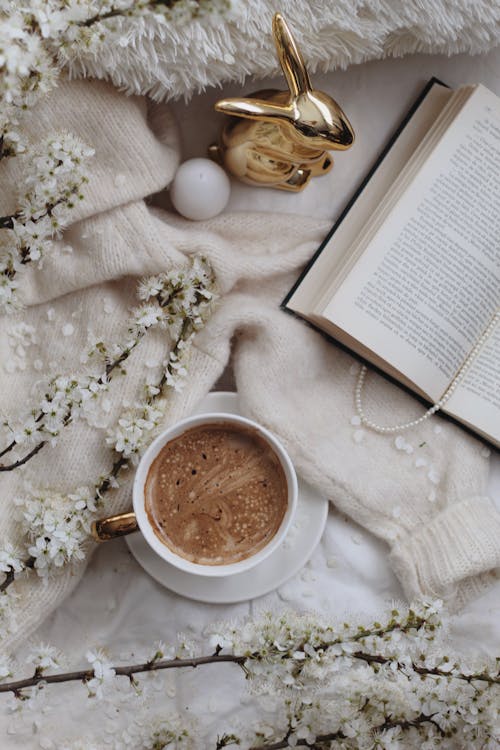 Kostenloses Stock Foto zu buch, flatlay, getränk