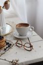 Cup of coffee on table