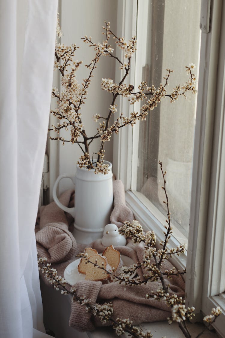 Bundt Cake Near Blooming Branches