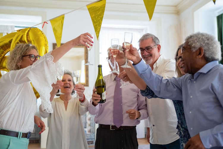 Elderly People Toasting