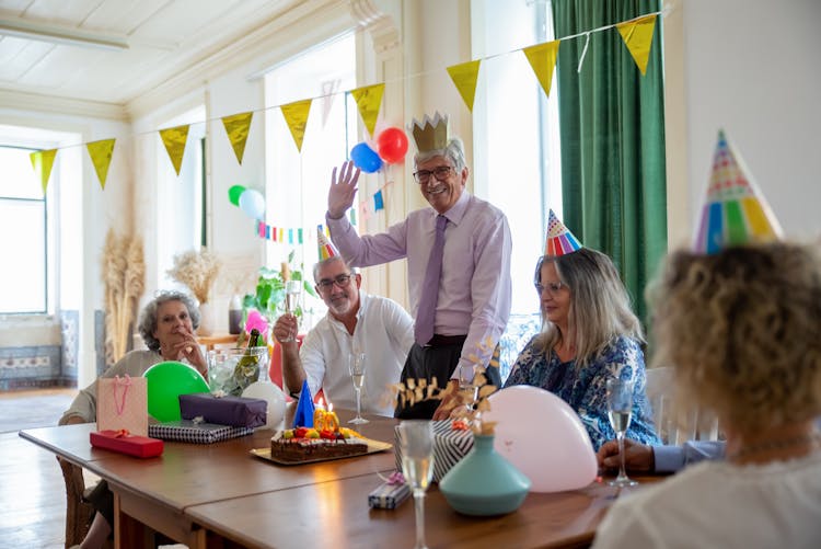 Elderly People Celebrating A Birthday