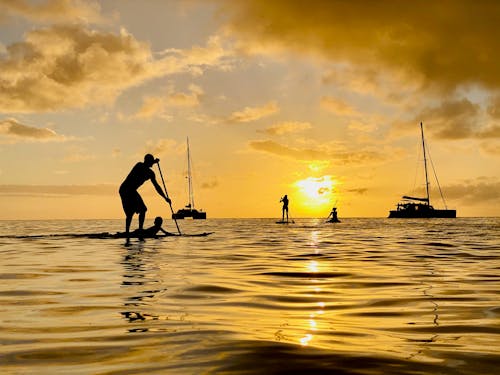 People Paddle Boarding on the Sea