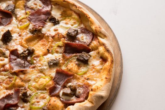 Topping From Meat And Vegetable Pizza
