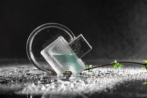 Glass Bottle Beside the Green Plant