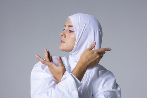 Woman in White Hijab Posing