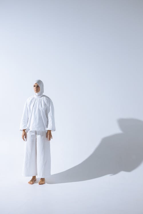 Woman in White Clothes Standing