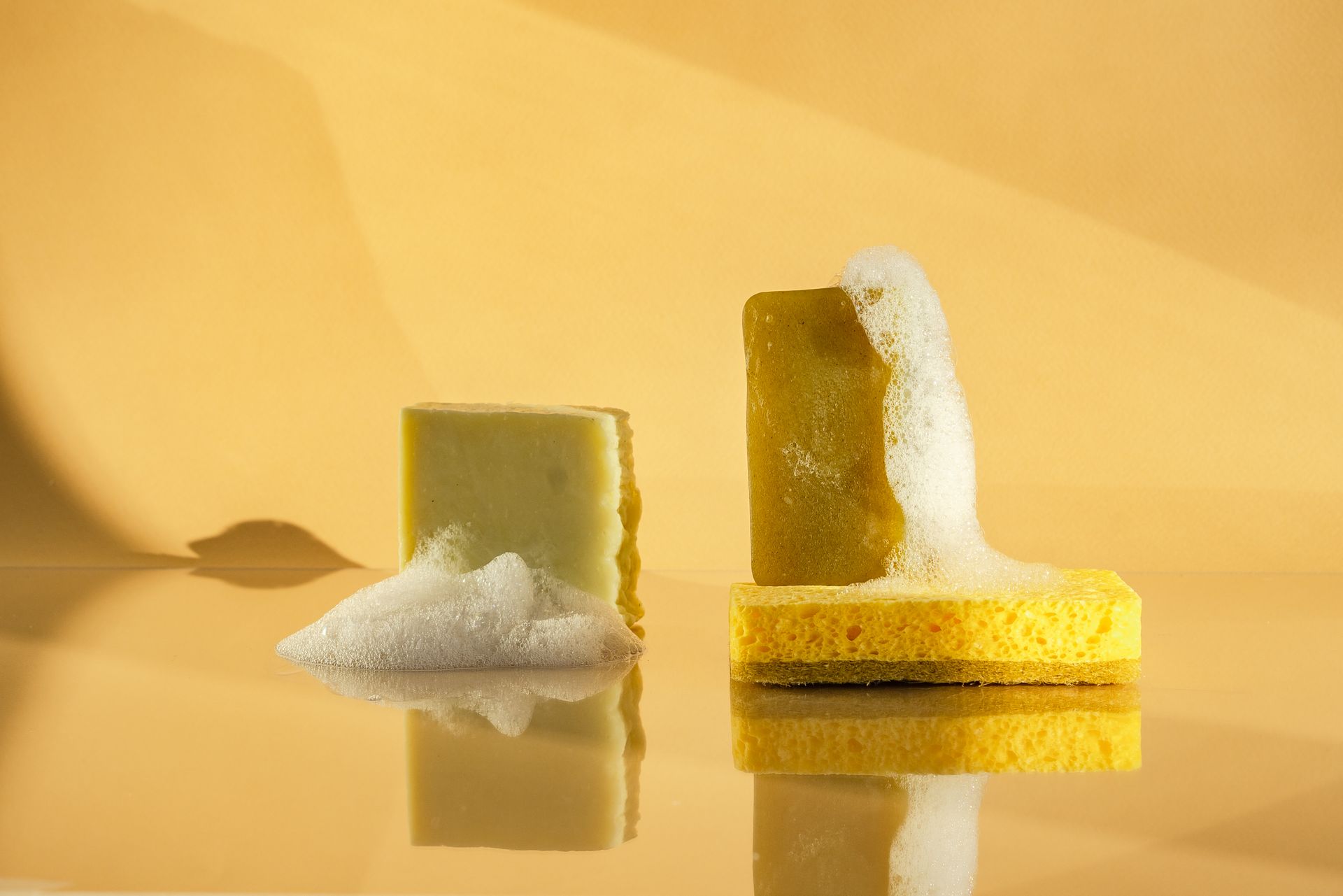 Yellow Soaps and Sponge