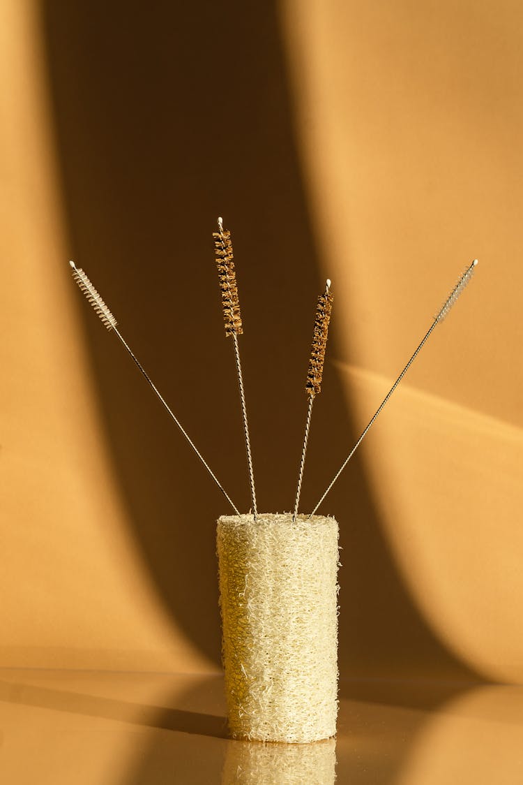 Tiny Cleaning Brushes On A Loofah