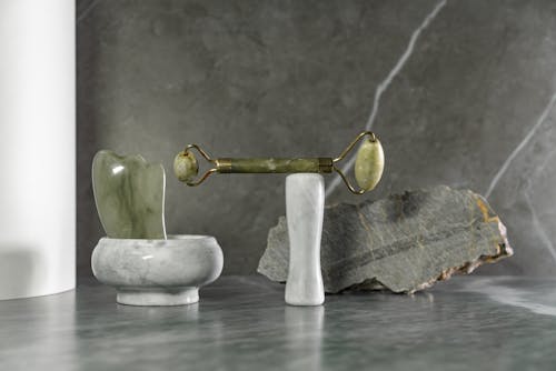 Jade Roller and Gua Sha On Marble