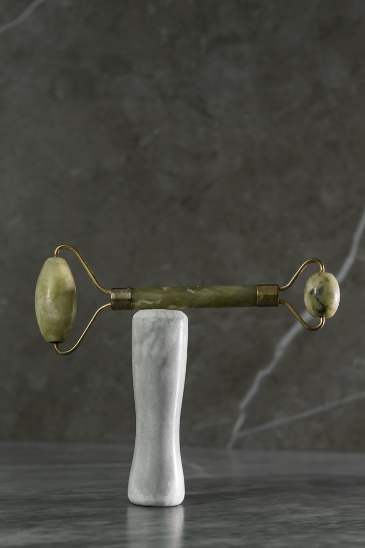 Jade Roller On Marble Pestle