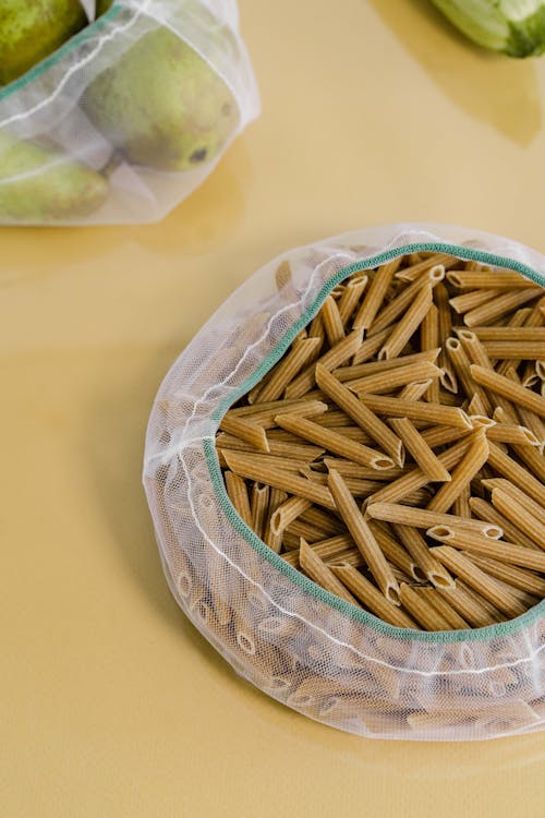 Net Bag with Uncooked Pasta