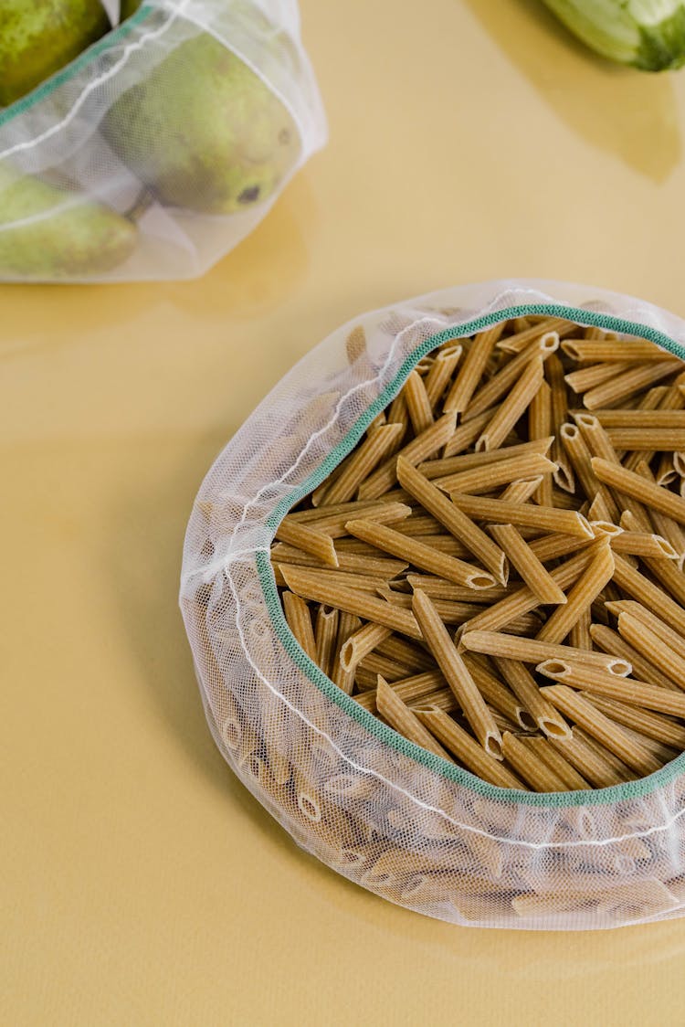 Net Bag With Uncooked Pasta