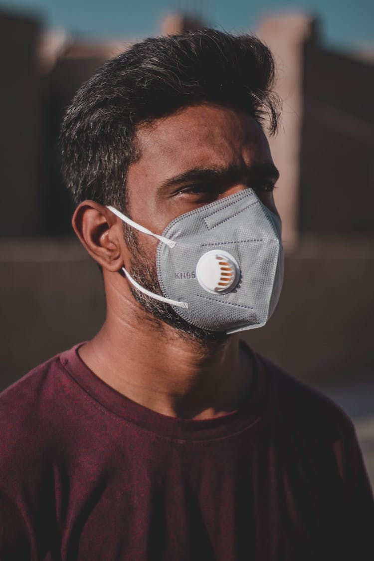 Man Wearing KN95 Mask