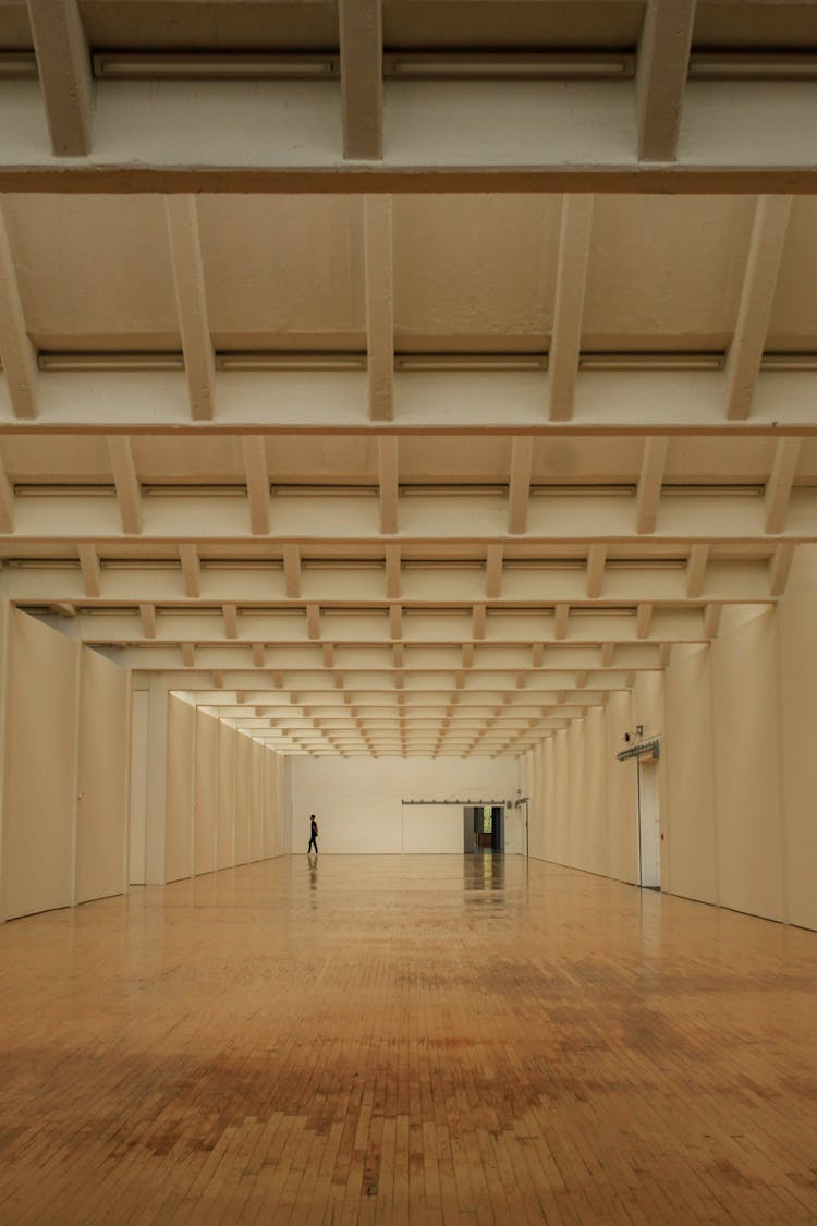 Long Exposure Shot Of A Hallway In A Museum