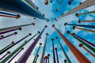 Low-Angle Shot of Colorful Poles