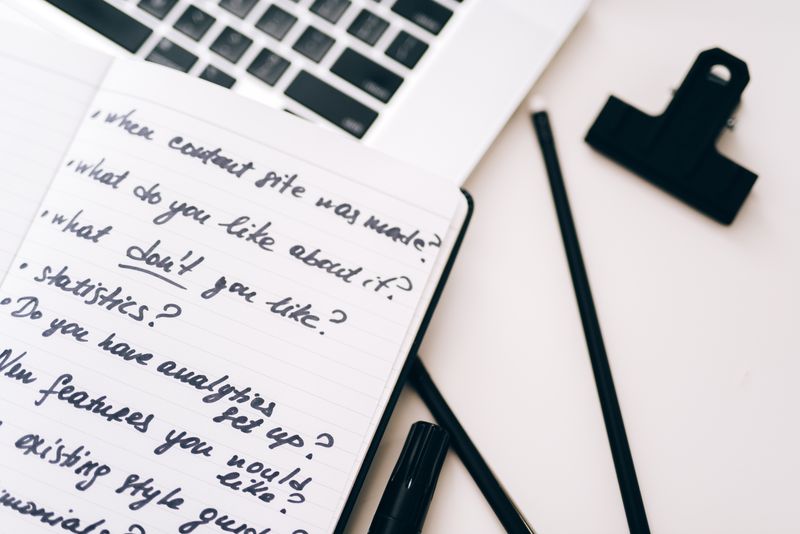 Notebook with business formation notes