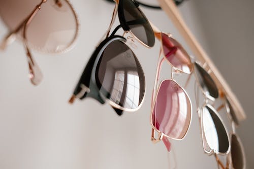 Low-Angle Shot of Hanging Sunglasses
