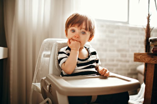 Close-Up Photo of an Adorable Kid with His Hand in His Mouth