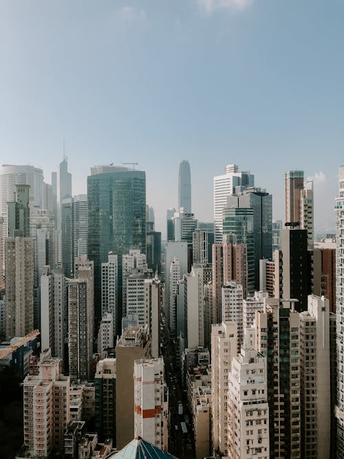 Modern skyscrapers in financial district