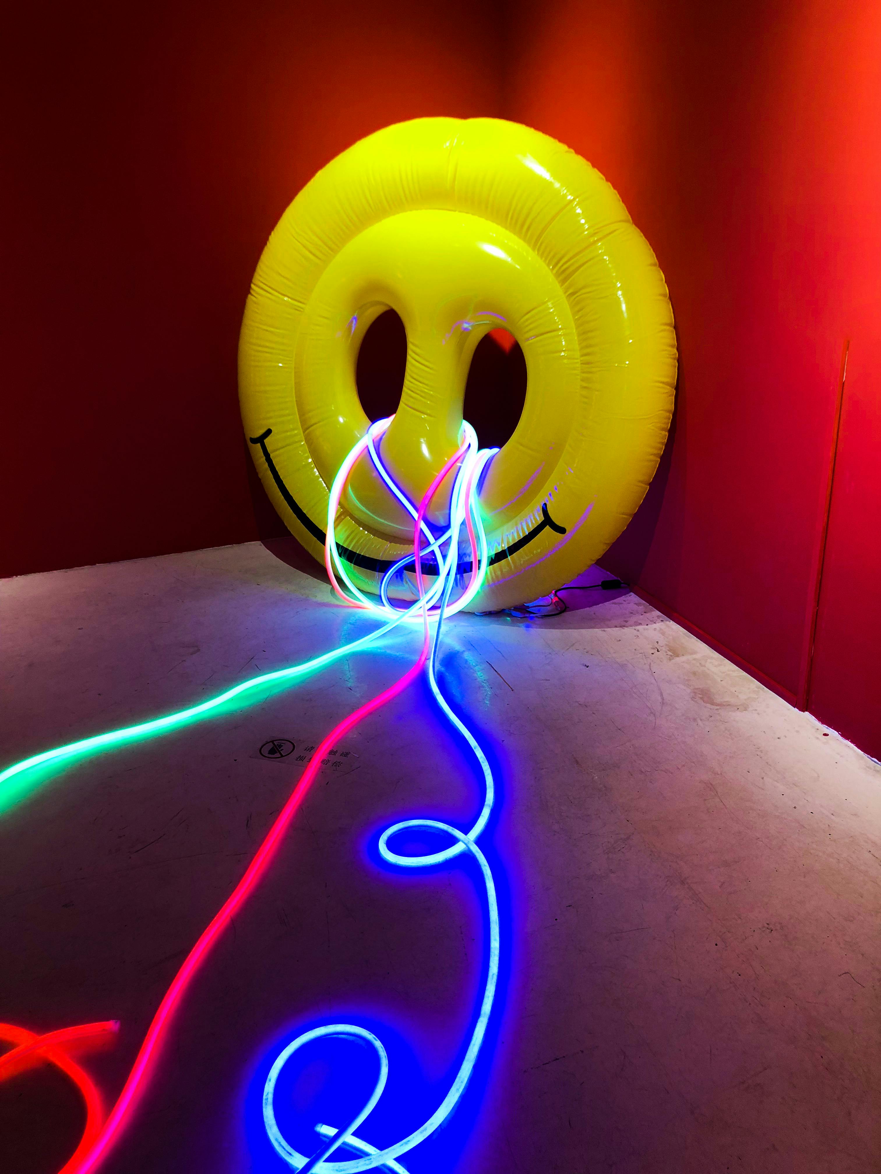 Bright inflatable with neon light wires · Free Stock Photo