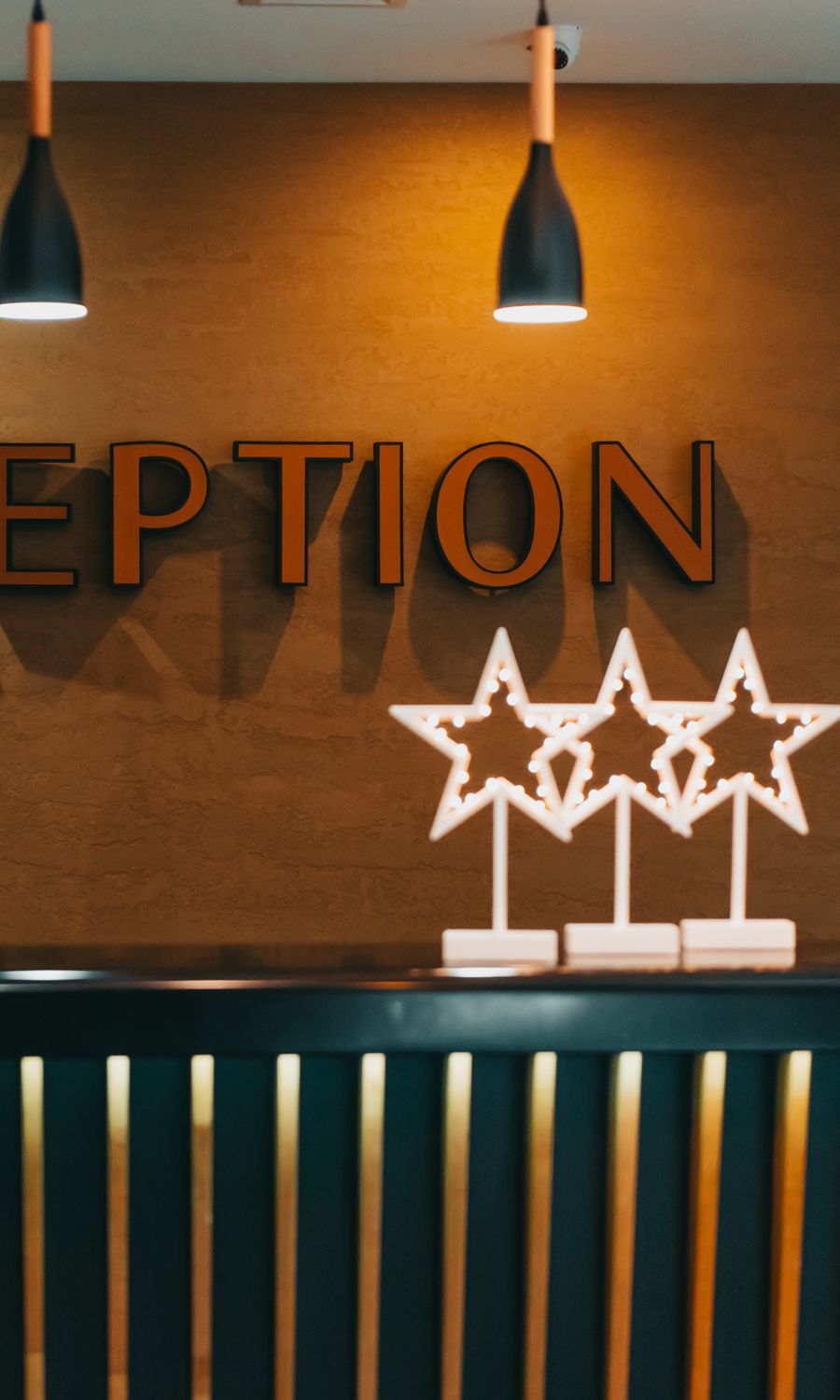 Reception Star Illuminated Decoration in the Shape of Stars under the Reception Sign ...