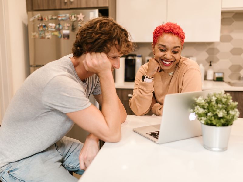 Homeowners reviewing a design concept