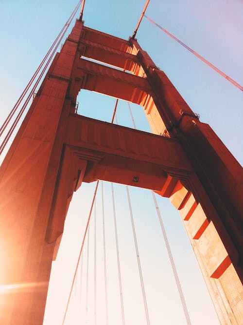Kostnadsfria Kostnadsfri bild av Golden Gate-bron, hängbro, hög Stock foto