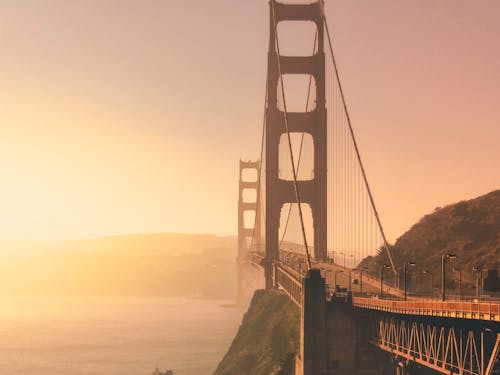 Free View of Golden Gate Bridge at Sunset Stock Photo