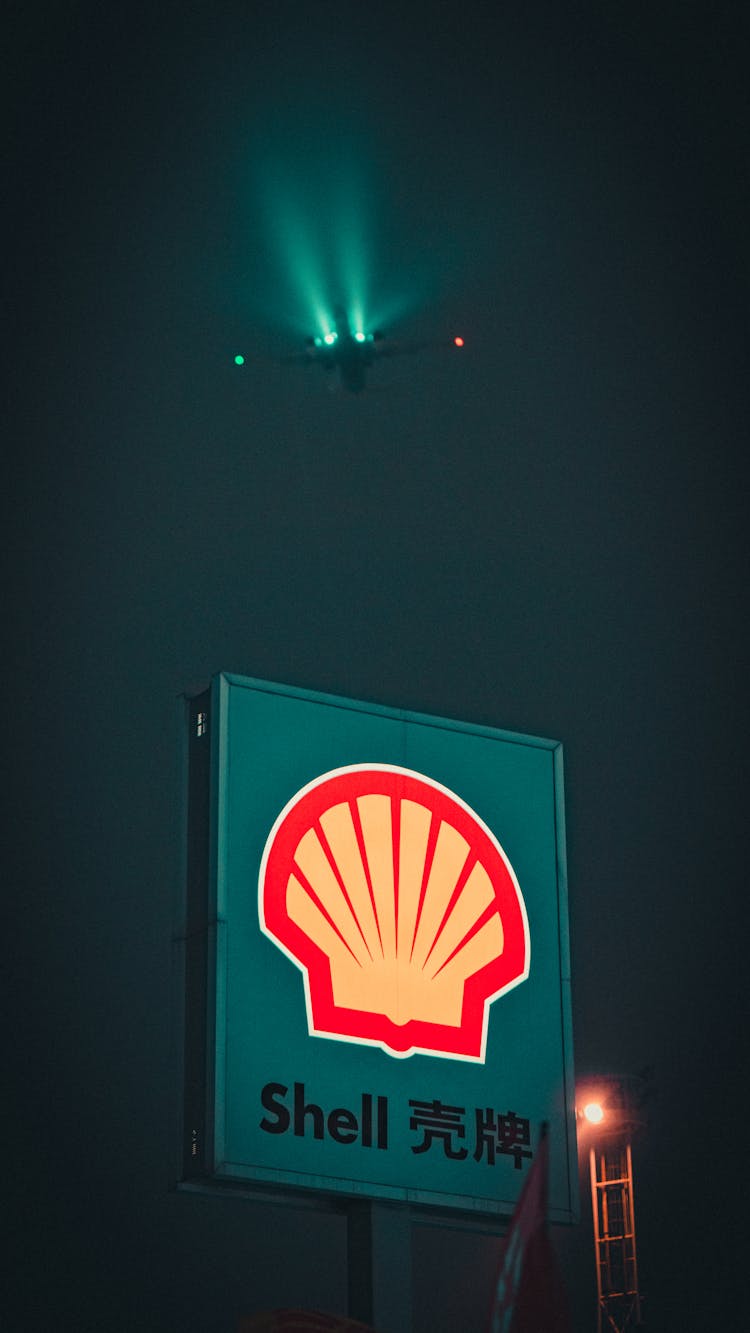 Signboard Of Gas Station In Night City