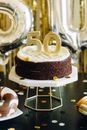 Chocolate Cake on White Cake Stand