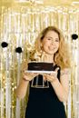 Woman in Black Tank Top Holding Chocolate Cake
