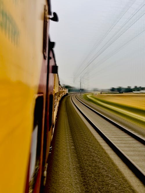 Moving Train on Railroad