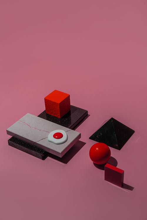 Shapes and Objects on Pink Surface 